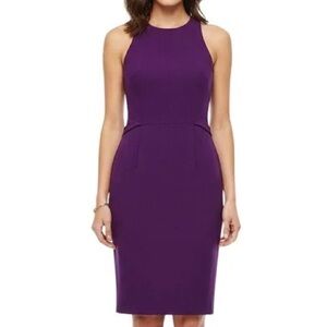 Jason Wu Collection Plum Wool Sheath Dress Sculptural Waist Made in USA size 8